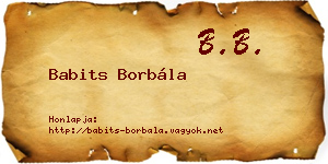 Babits Borbála névjegykártya